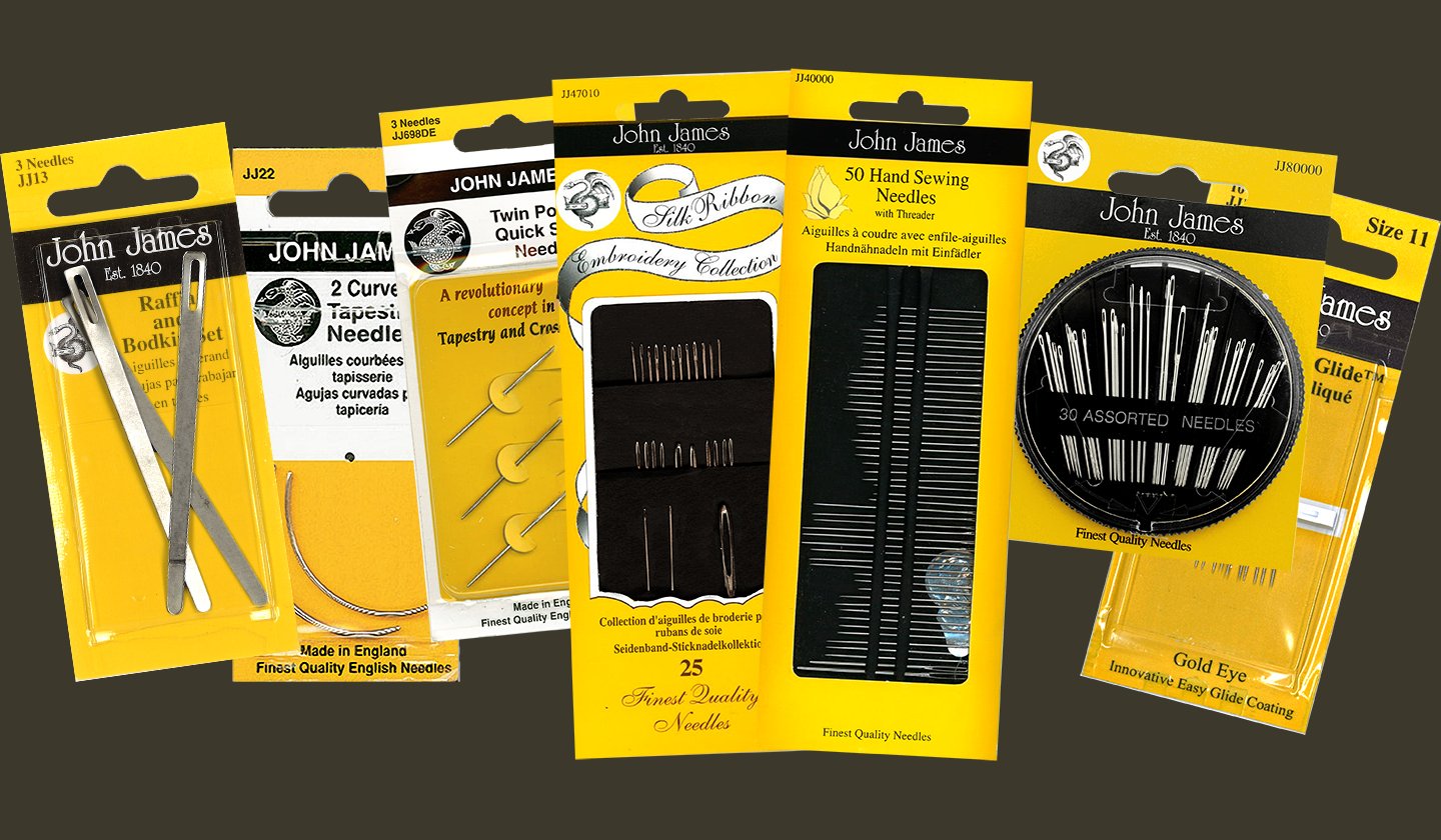 John James Leather Needles Assorted Sizes 3/7 - 3 per package