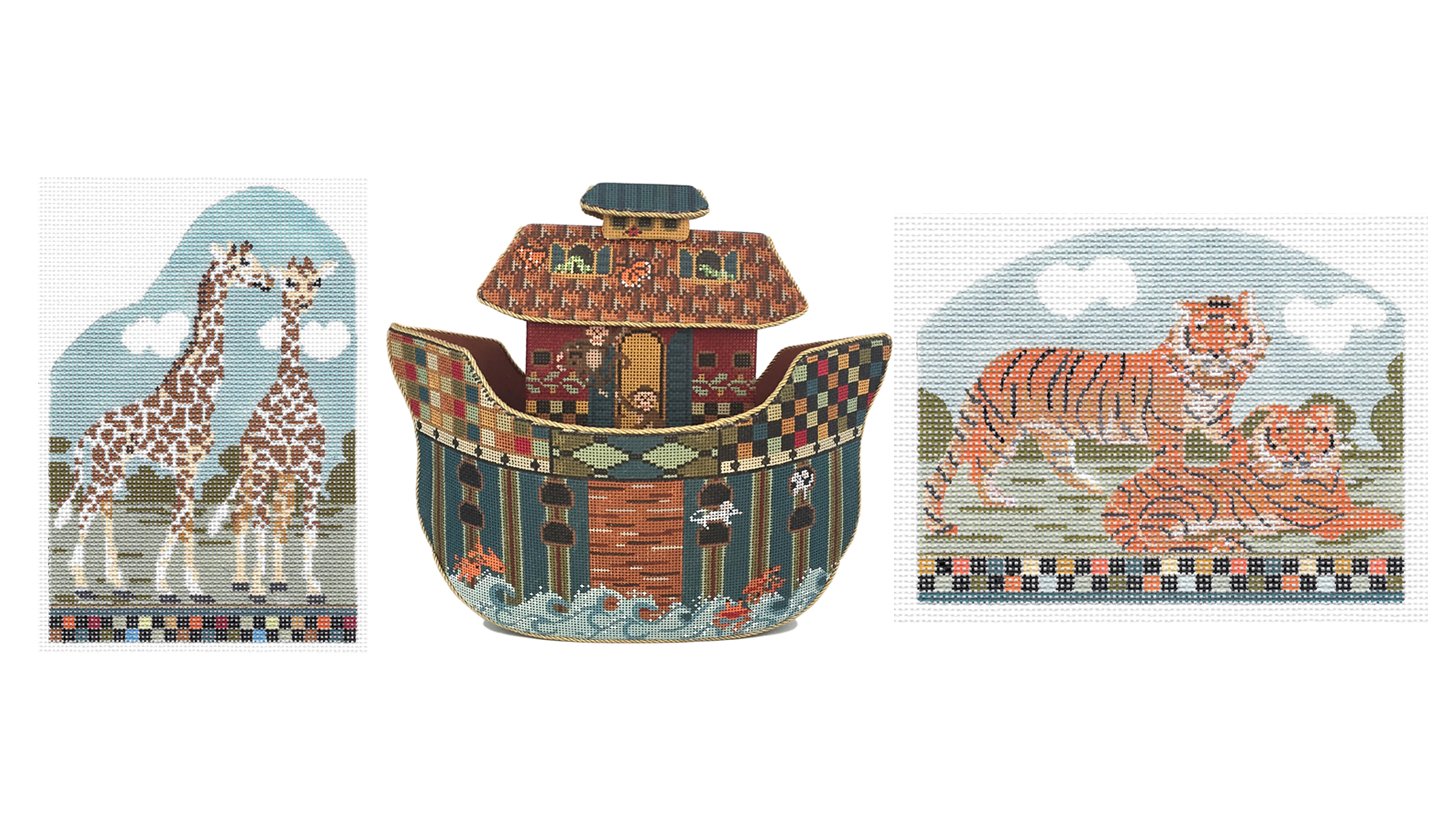 Noah's Ark is a colorful and contemporary needlepoint Christmas