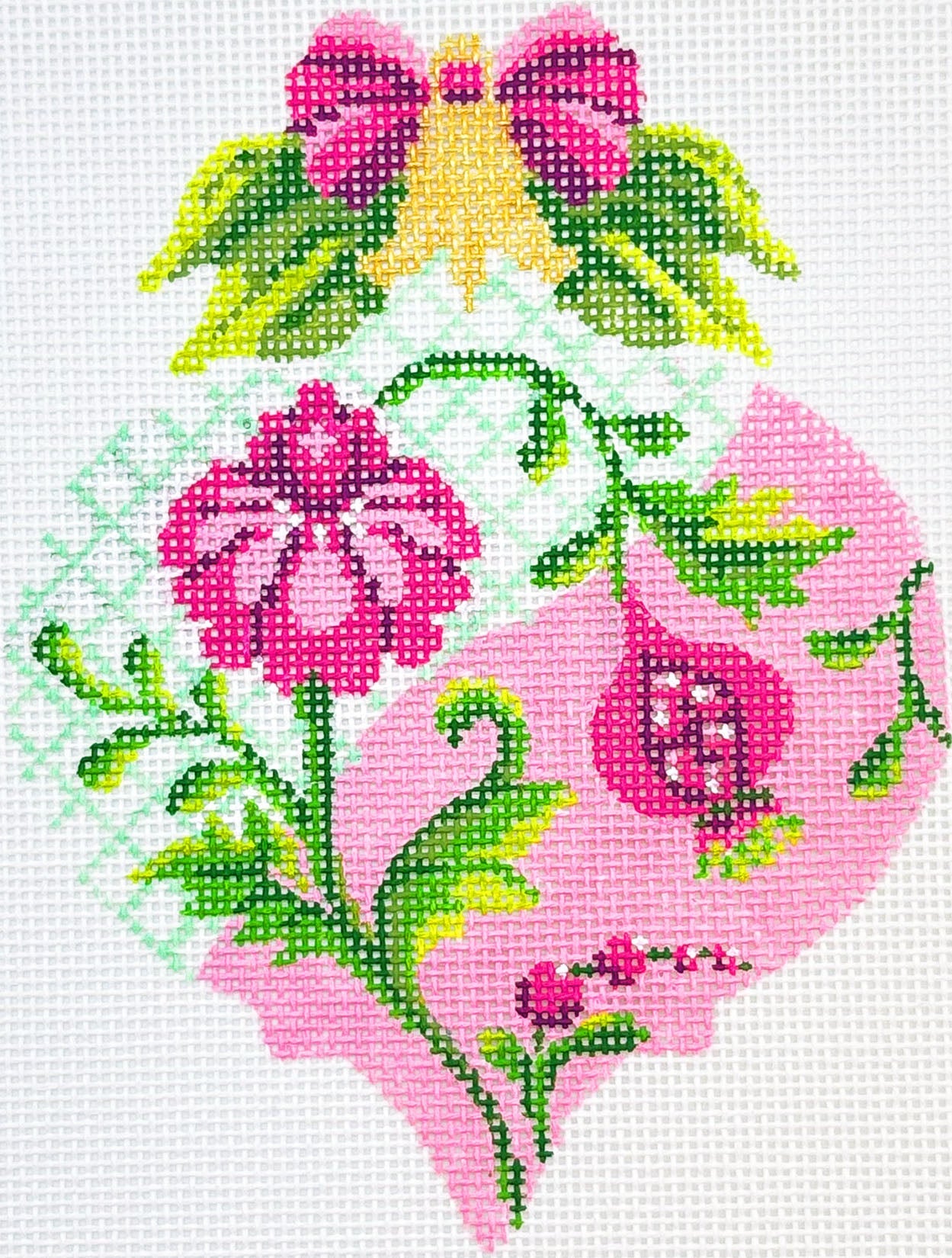 Pink & Green Trellis Teardrop
