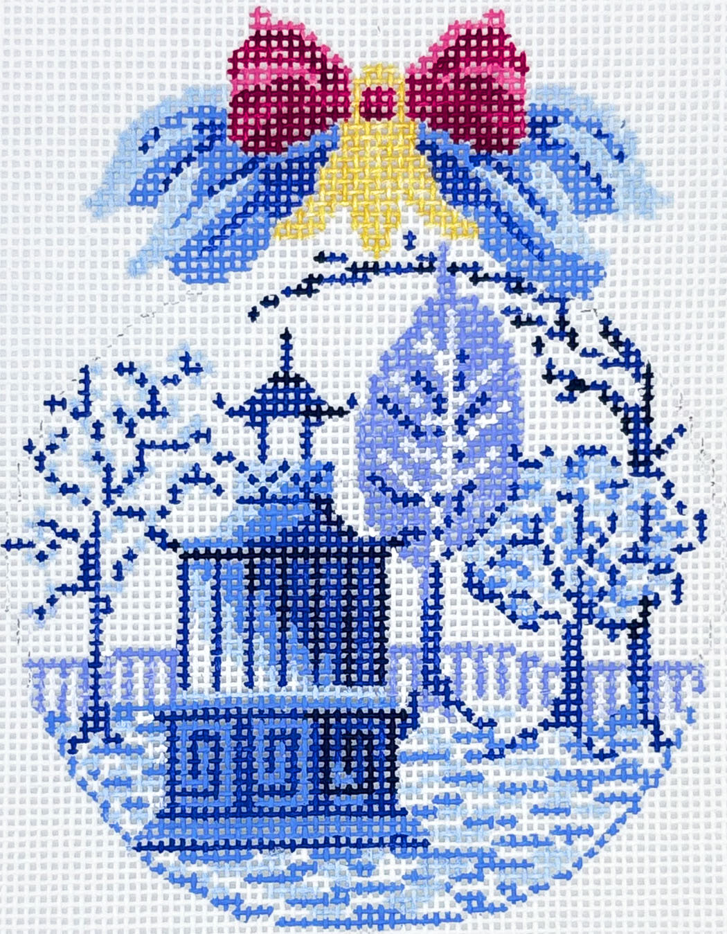 Ice Blue Buds over Garden Folly