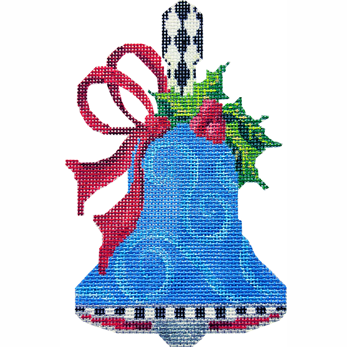 Blue Swirls & Red Bow Handbell