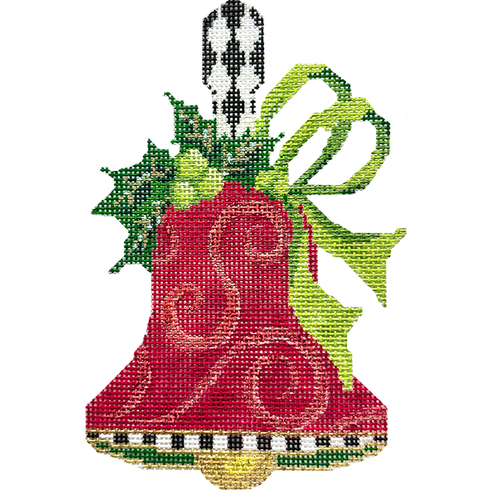 Red Swirls & Lime Bow Handbell