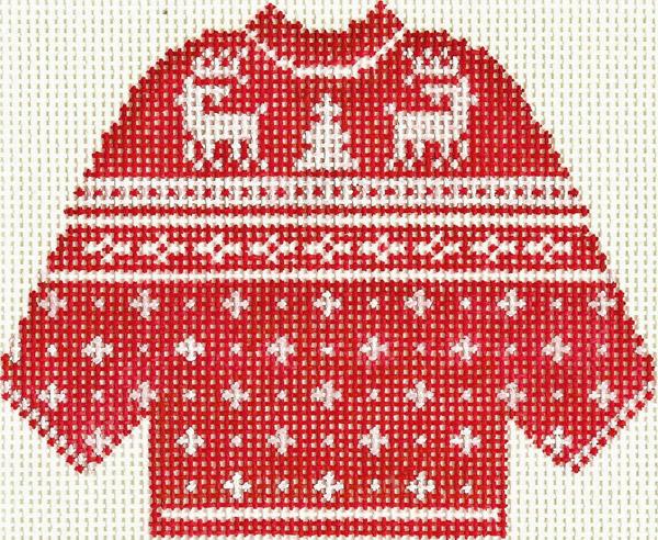 Red Reindeer Sweater Ornament