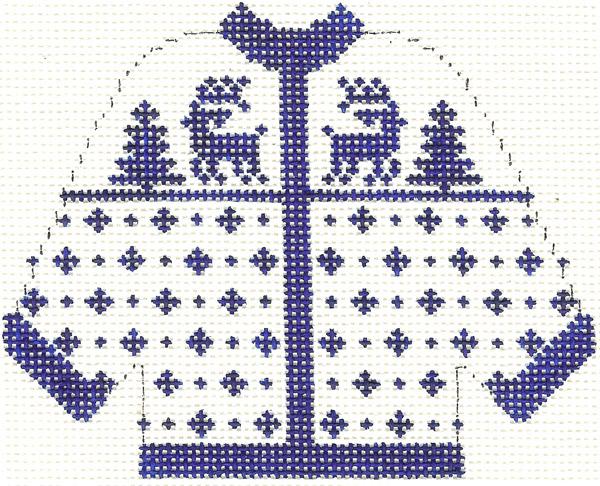 Blue Reindeer Cardigan Ornament