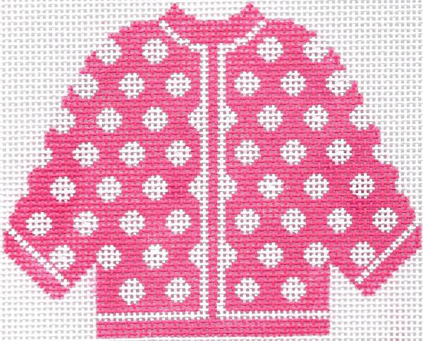 Hot Pink w/ White Polka Dots Cardigan Ornament