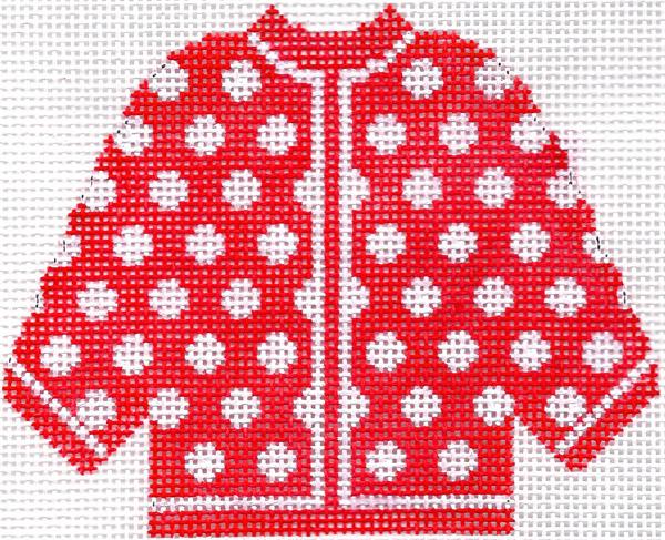 Red w/ White Polka Dots Cardigan Ornament