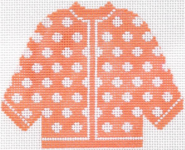 Sherbet w/ White Polka Dots Cardigan Ornament