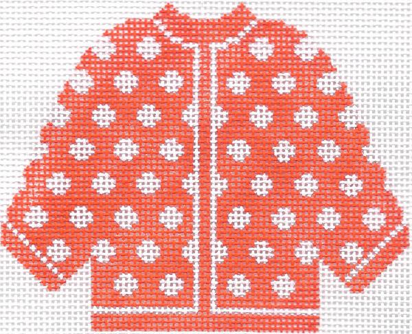 Orange w/ White Polka Dots Cardigan Ornament