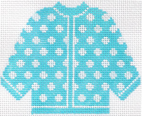 Sky Blue w/ White Polka Dots Cardigan Ornament