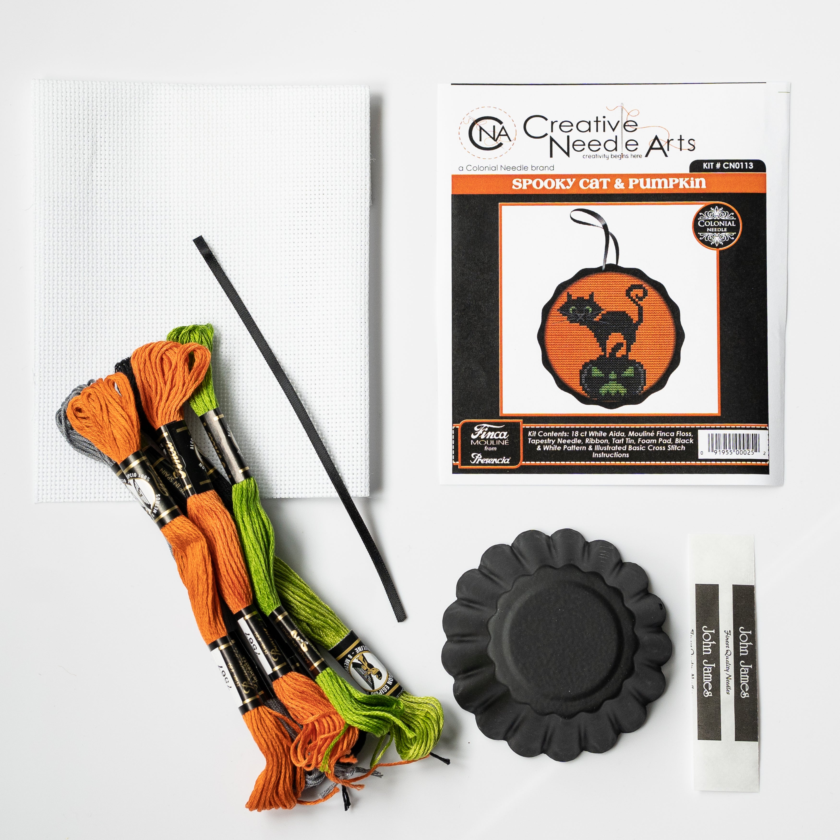 Cat w/ Pumpkin Spooky Ornament