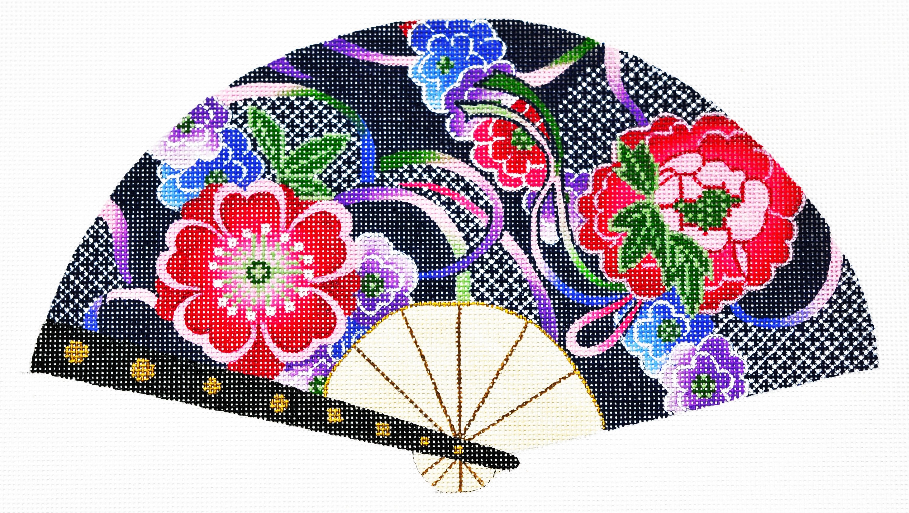 Floral On Navy Fan