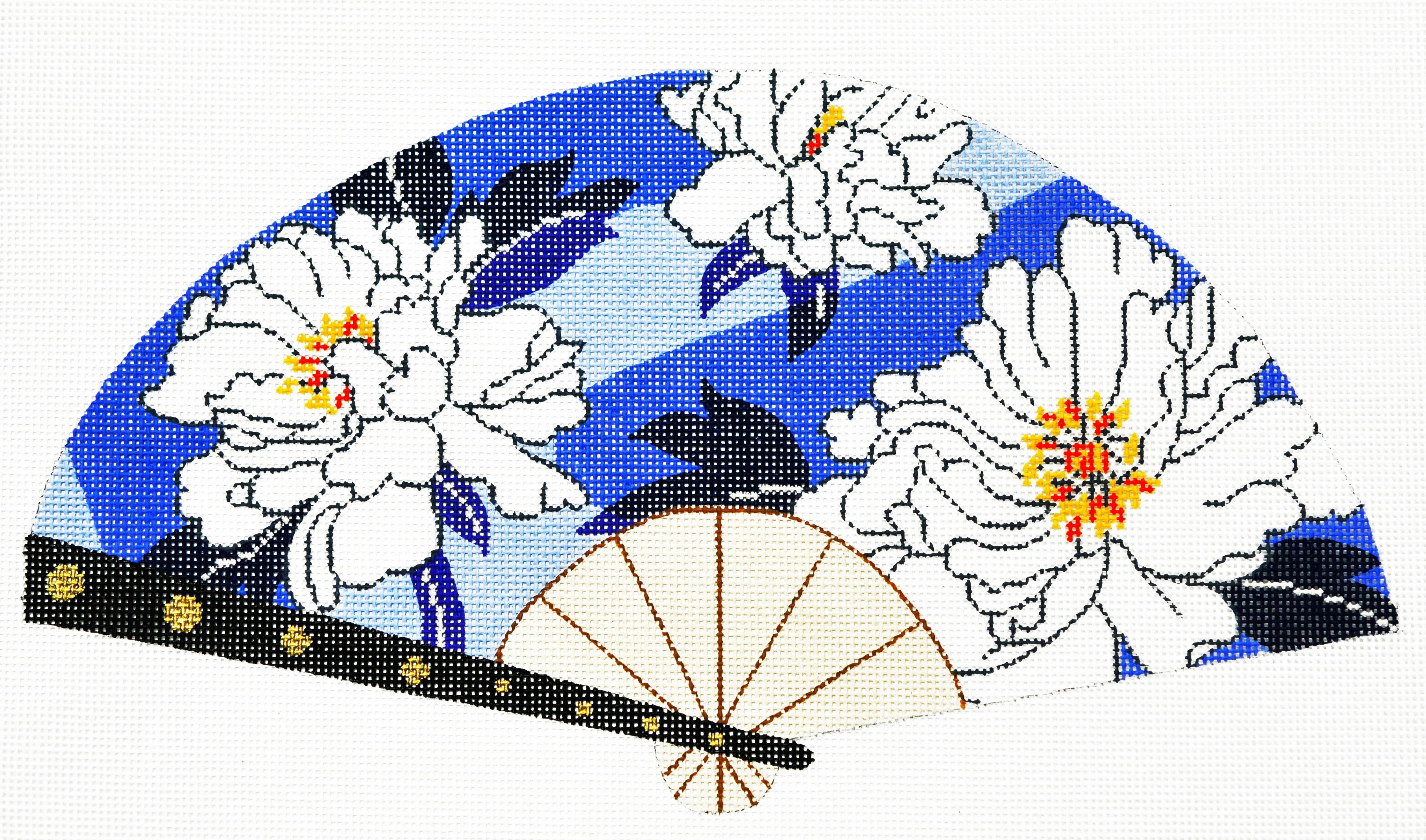 Peony On Periwinkle Fan