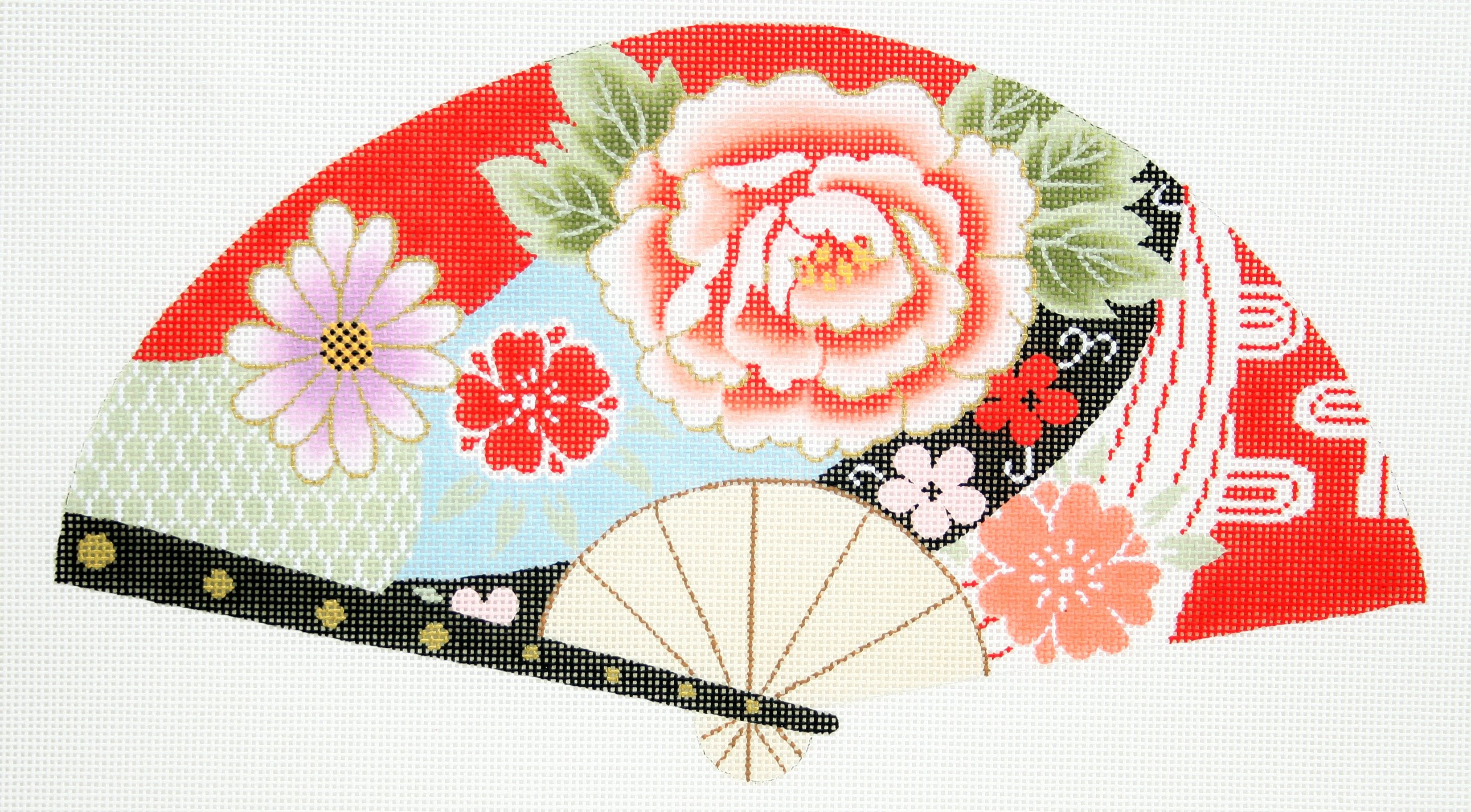 Blossoms on Red Fan