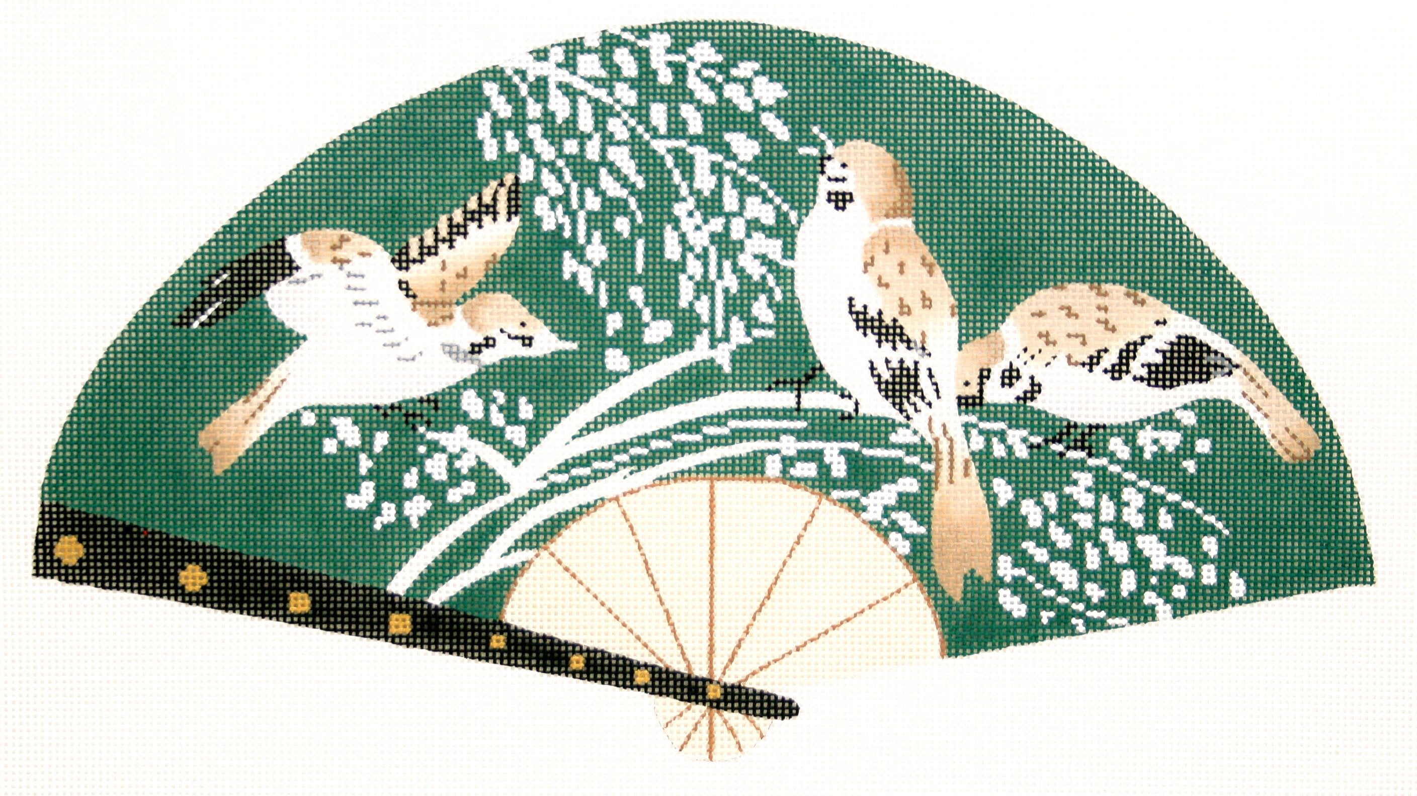 Birds on Green Fan
