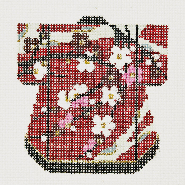 Maroon with White Blossoms Petite Kimono