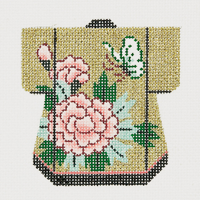 Pink Flowers on Gold Petite Kimono