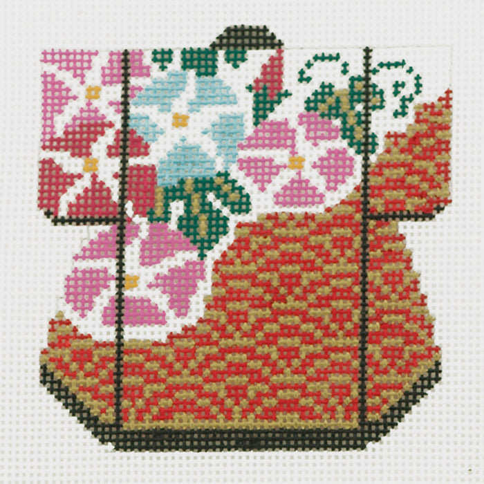 Red & Gold with Flowers Petite Kimono