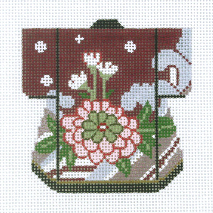 Zinnias on Maroon Petite Kimono