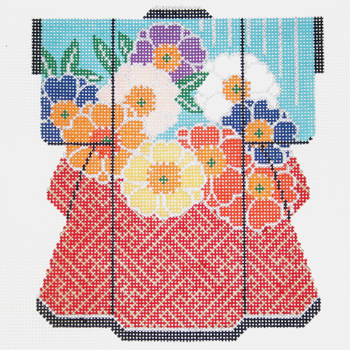 Floral on Red Medium Kimono