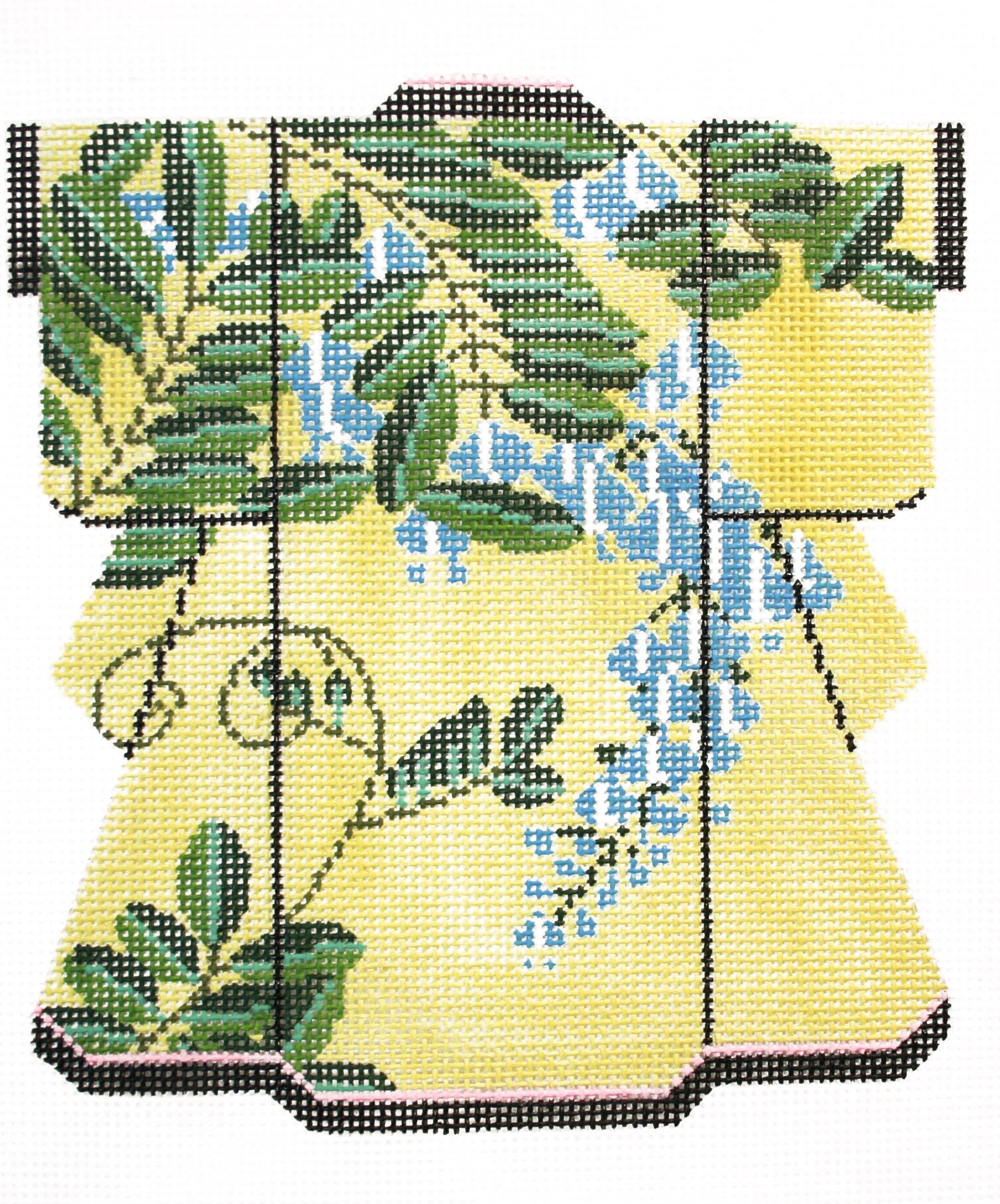 Blue Floral on Yellow Kimono