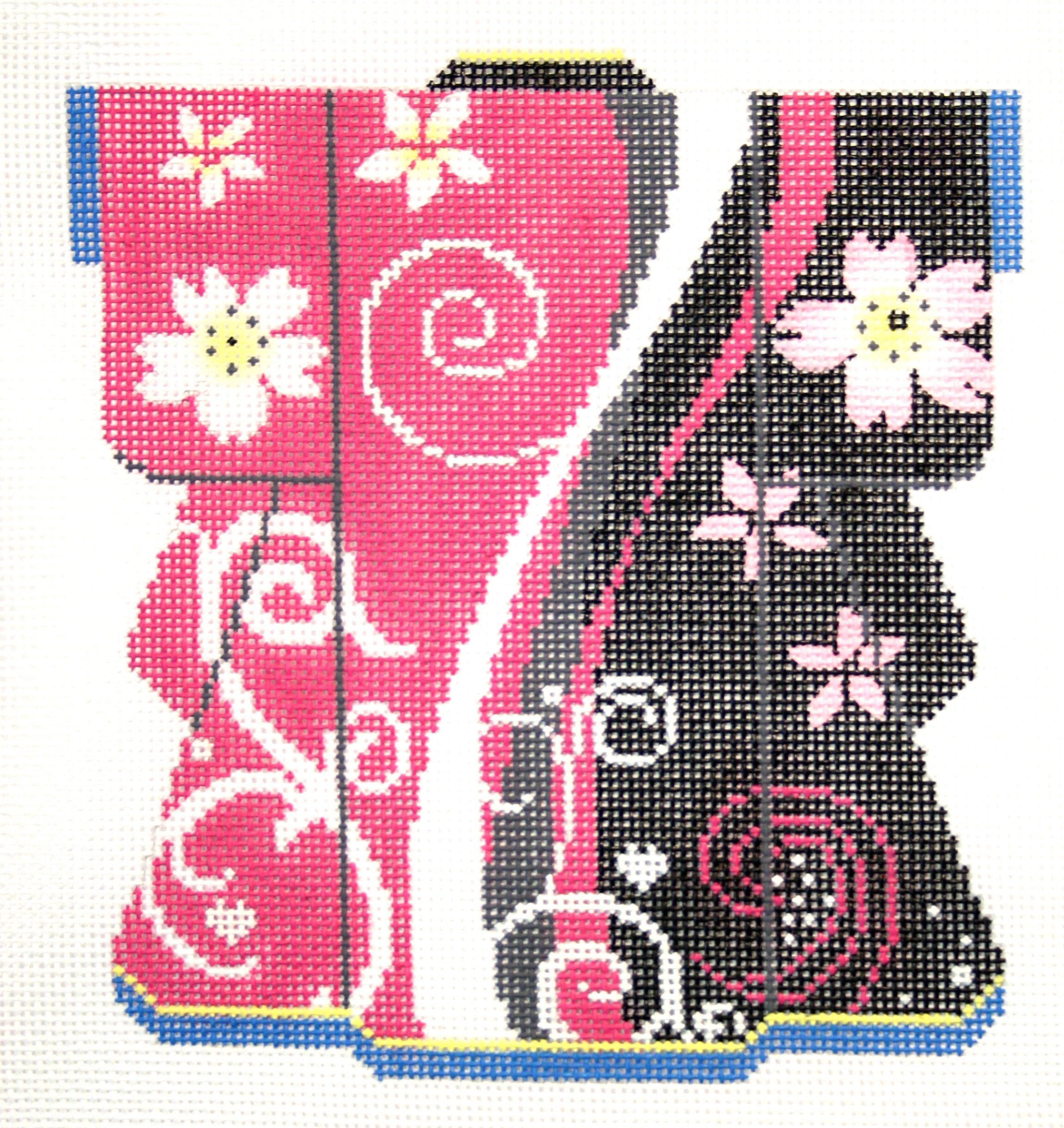 Pink & Black Blossom Kimono