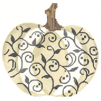 Ivory and Charcoal Scroll Pumpkin