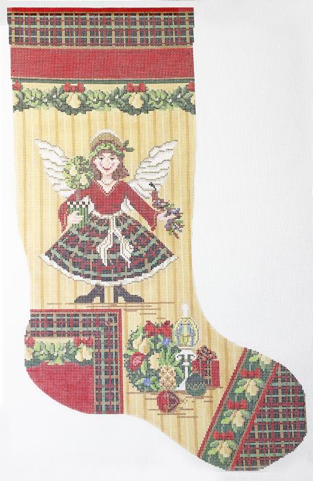 Elegant Angel & Pear Tree Stocking