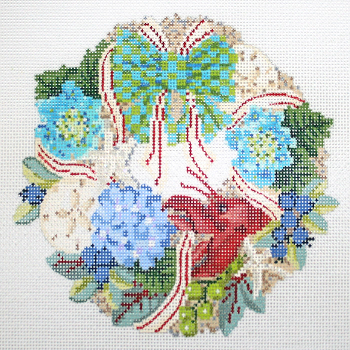 Kelly Clark Summer Wreath Needlepoint Canvas 18 Mesh