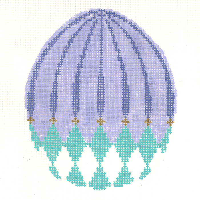 Turquoise Harlequin Egg with Lilac Stripes