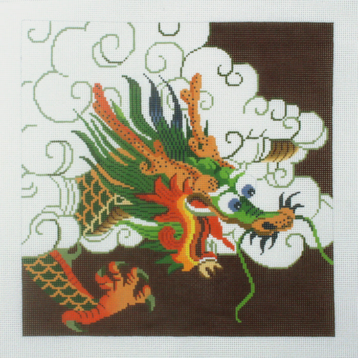 Green Dragon on Maroon
