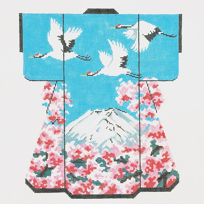Fuji Mountain & 3 Cranes Large Kimono