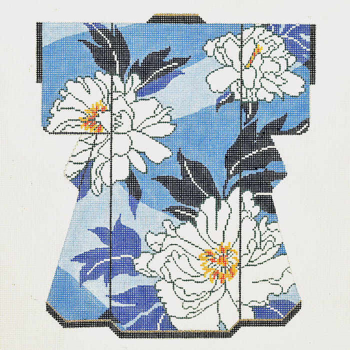 Peony on Periwinkle Large Kimono