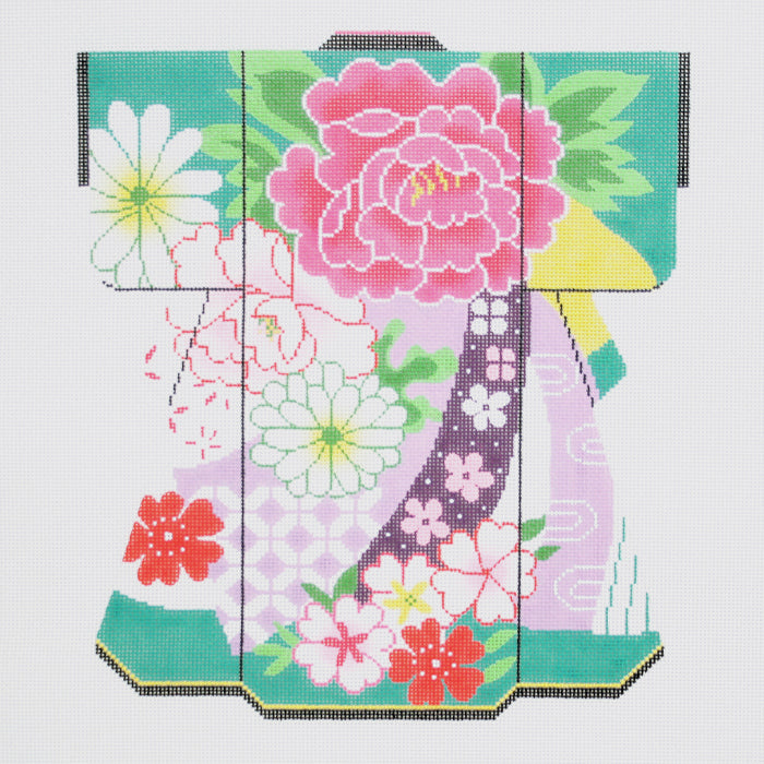Bouquet on Teal Large Kimono
