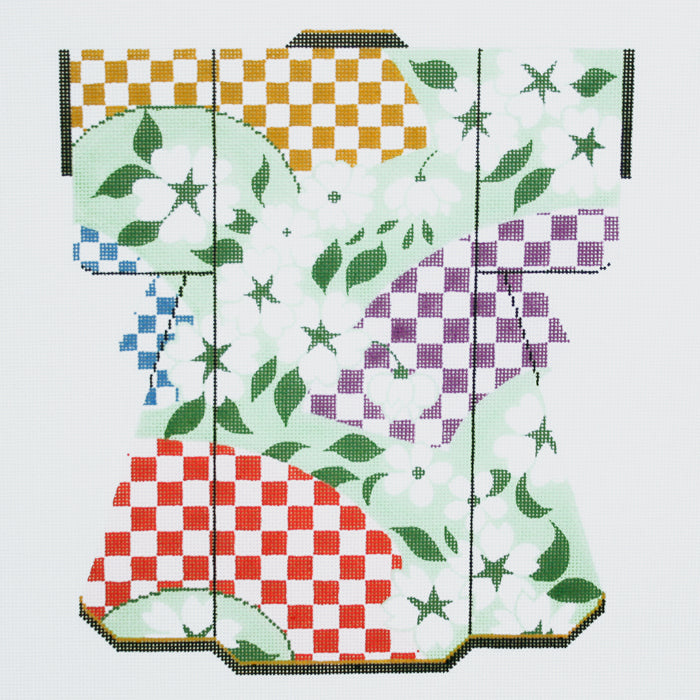 Gardenia & Checkerboard Large Kimono