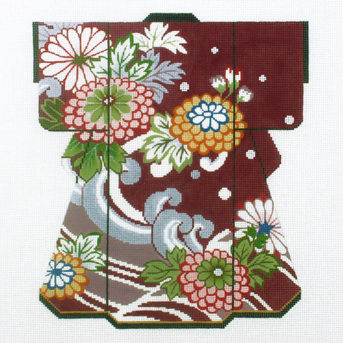 Zinnias on Maroon Large Kimono