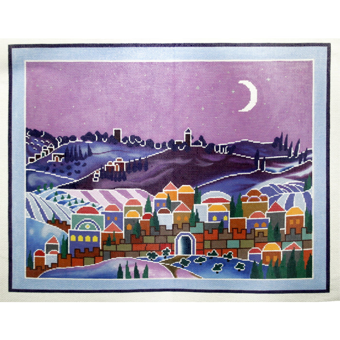 Moonlit Village Scene