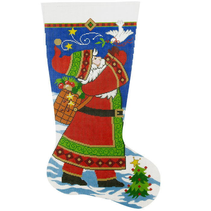 Santa with Dove Stocking