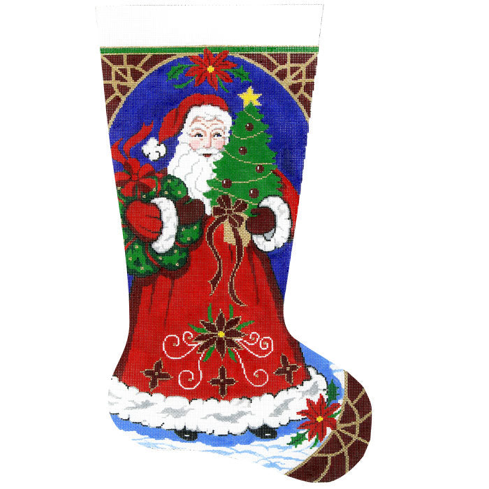 Santa with Wreath Stocking