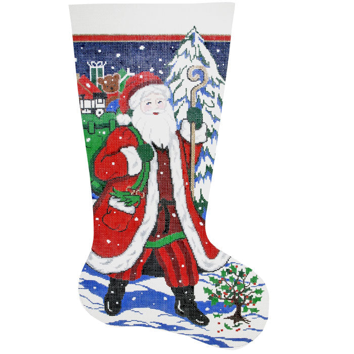 Santa On His Way Stocking