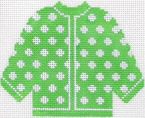 Lime Green w/ White Polka Dots Cardigan Ornament