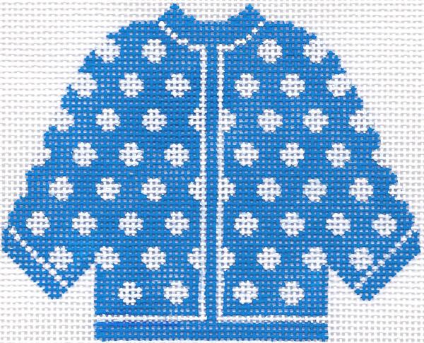 Blue w/ White Polka Dots Cardigan Ornament