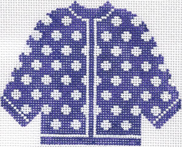 Purple w/ White Polka Dots Cardigan Ornament