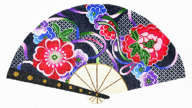 Floral On Navy Fan