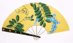 Blue Floral on Yellow Fan