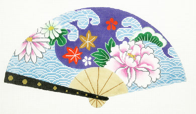 Wave with Purple Flower Fan