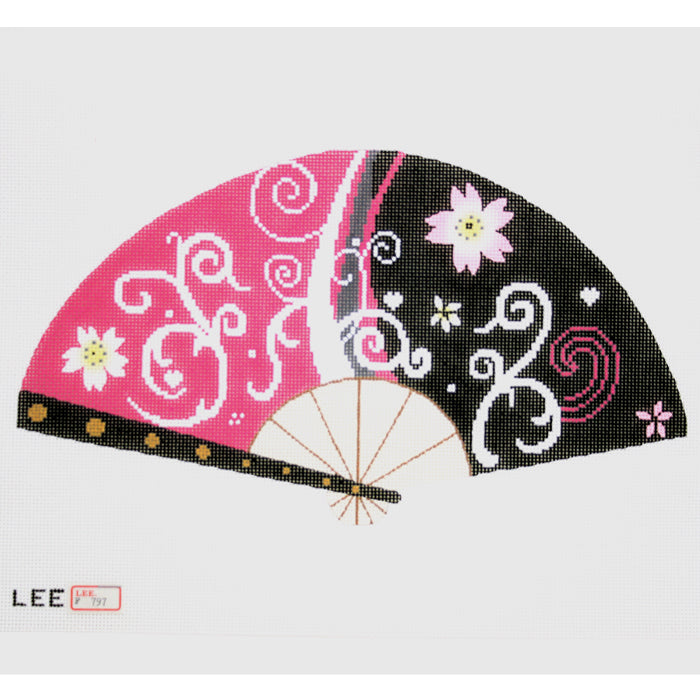 Pink & Black Blossom Fan