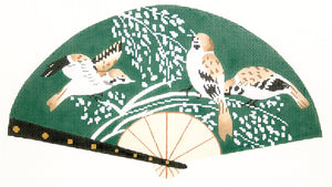 Birds on Green Fan