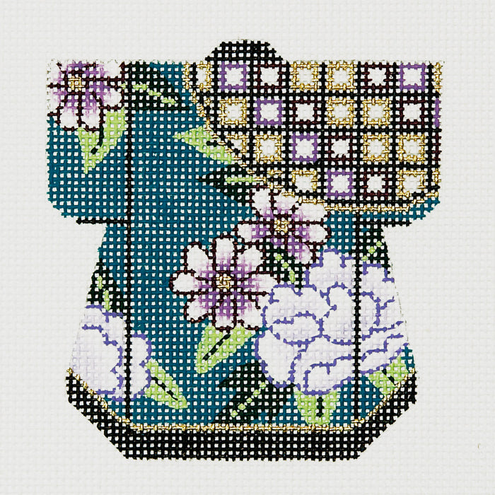 Purple Flowers on Teal Petite Kimono