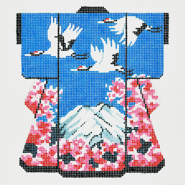Fuji Mountain & 3 Cranes Medium Kimono