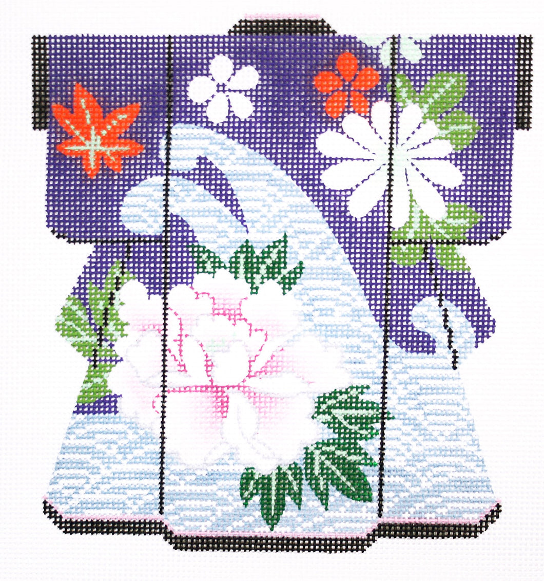 Wave with Purple Flowers Kimono